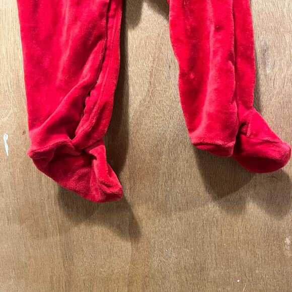 Vintage Ralph Lauren Footie Pajamas Red Velour Collar Size 9 months RL Christmas - Picture 8 of 16